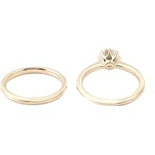 9K Rose Gold Moissanite Ring, Solitaire 2 Ring Set Simple Engagement Round-Shape White Moissanite Women Wedding Bands