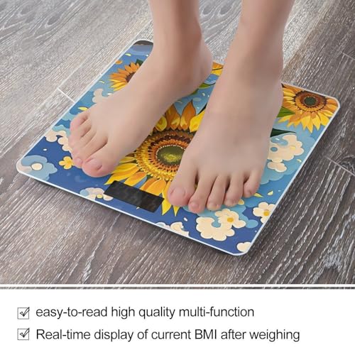Báscula digital de baño estilo girasol con pantalla grande miniatura 5