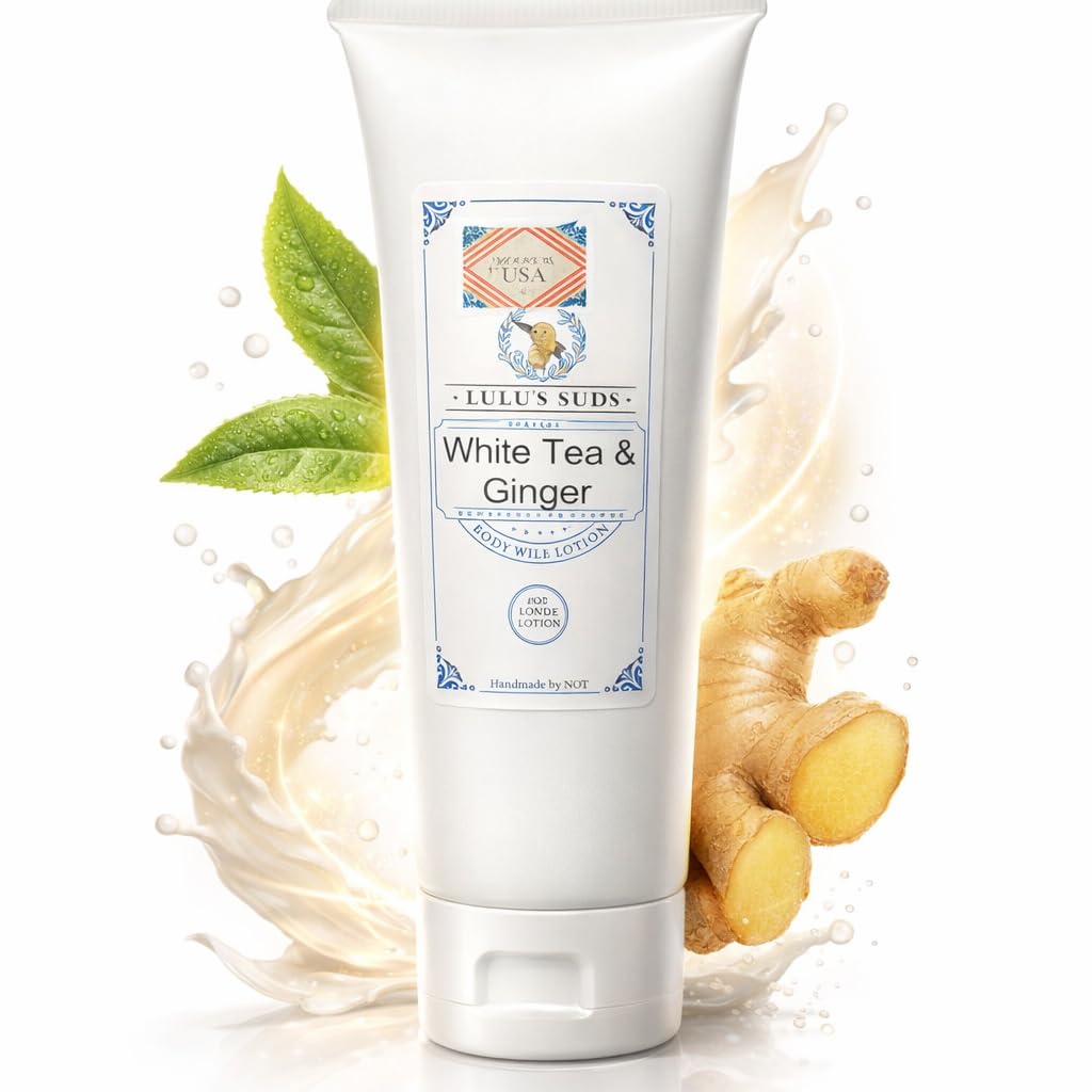 Lu Lu's Suds Handmade All Natural Goat Milk Moisturizing Body Lotion (8oz, White Tea & Ginger)