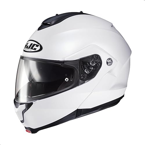 HJC C91 Casco Modular Sólido de Motocicleta con Pantalla Pinlock HJ-17, Aprobado por DOT (Blanco Perla Semi Mate, XX-Large)