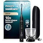 Philips Sonicare DiamondClean 9000 elektrische Zahnbürste, Schallzahnbürste mit App, Drucksensor, 4 Putzmodi, 3 Intensitätsstufen, Ladeglas und USB-Reiseetui, Schwarz, Modell HX9911/09