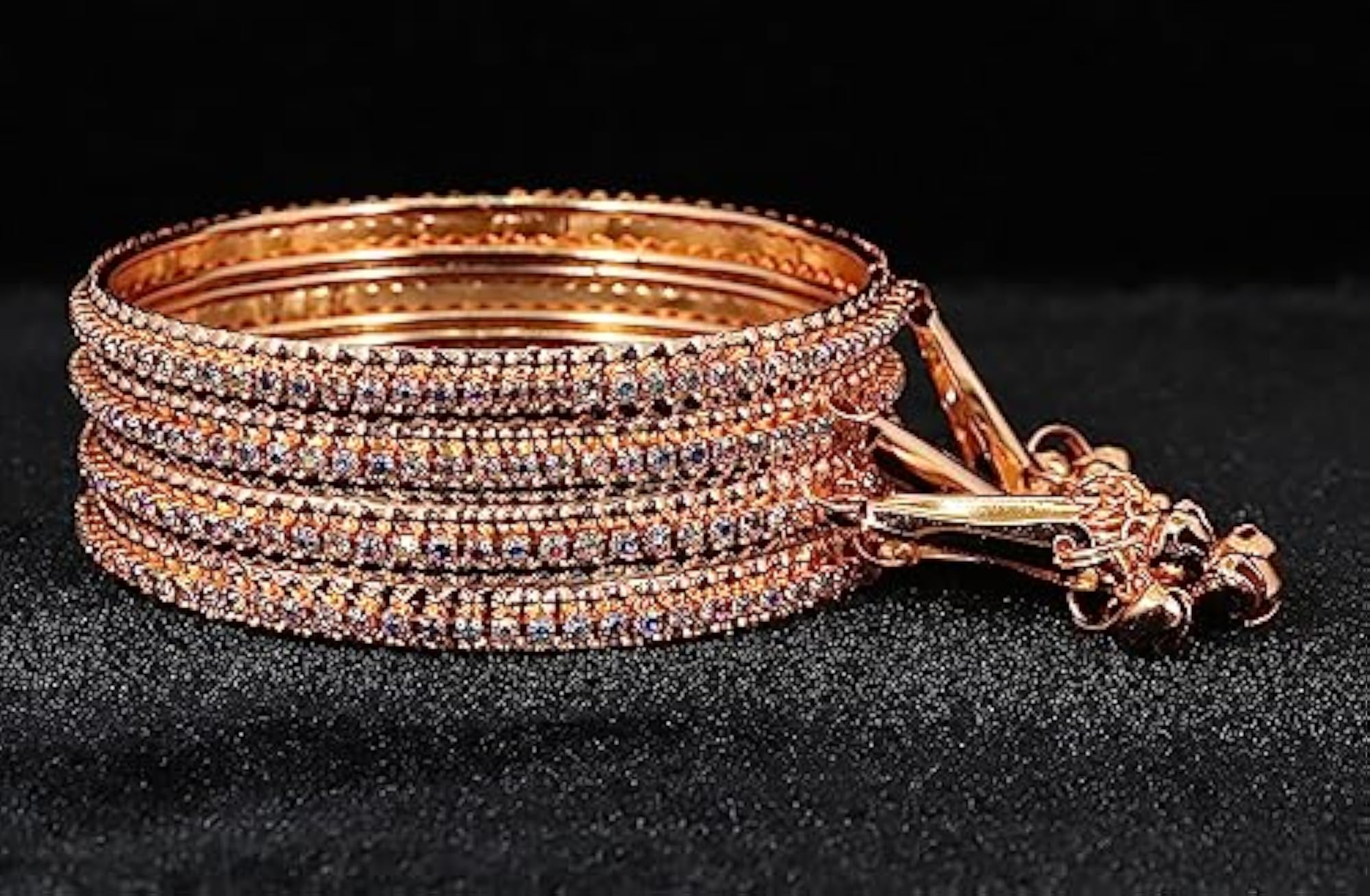 Alloy Metal With Zircon Gemstone Traditional Bangles Set