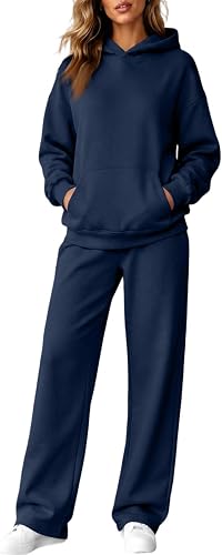 ASUIU Women's Sweatsuit Hoodie High Waisted Wide Leg Pants Set
