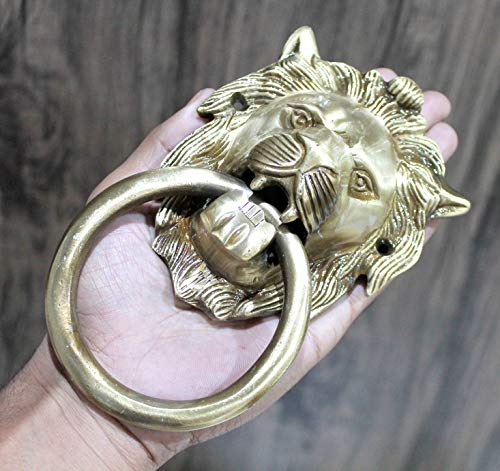 Esplanade - 6.75" Inches Brass Lion Face Door Knocker - Door Decor | Home Decor #TOP3