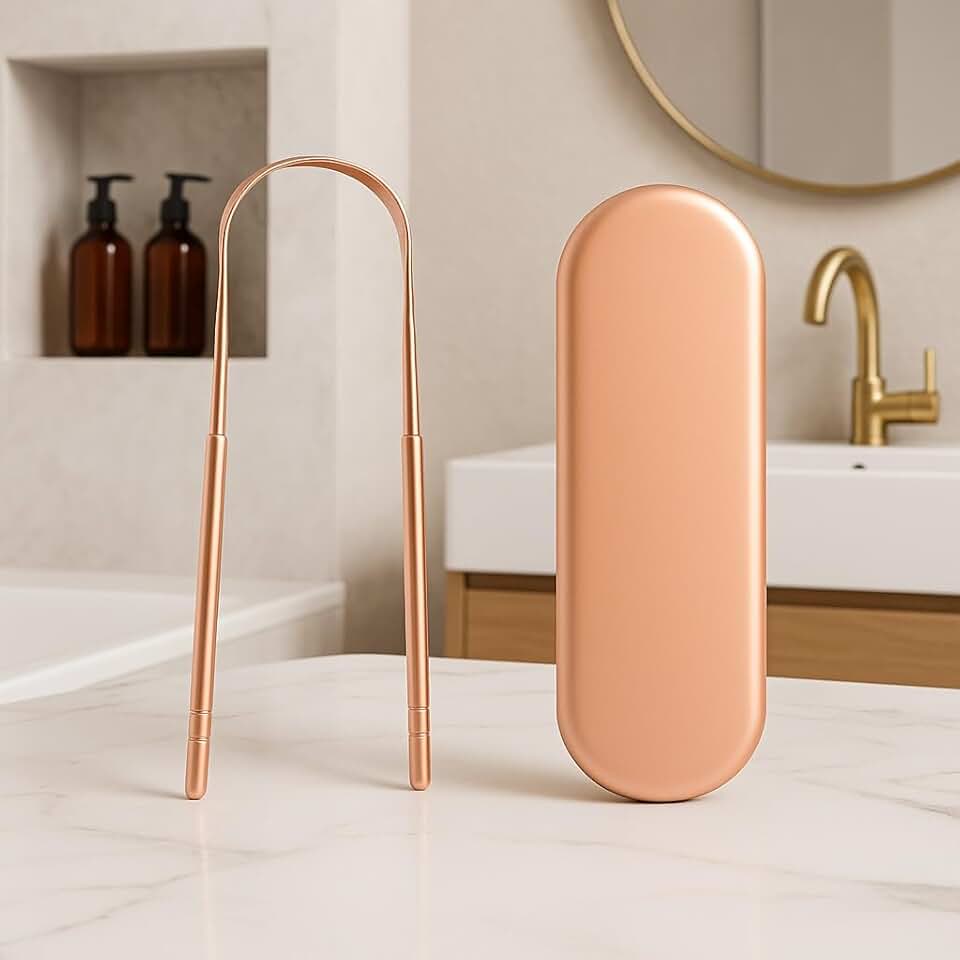 Raspador de Língua Inox com Estojo – Higiene Bucal Ayurveda, Combate Mau Hálito