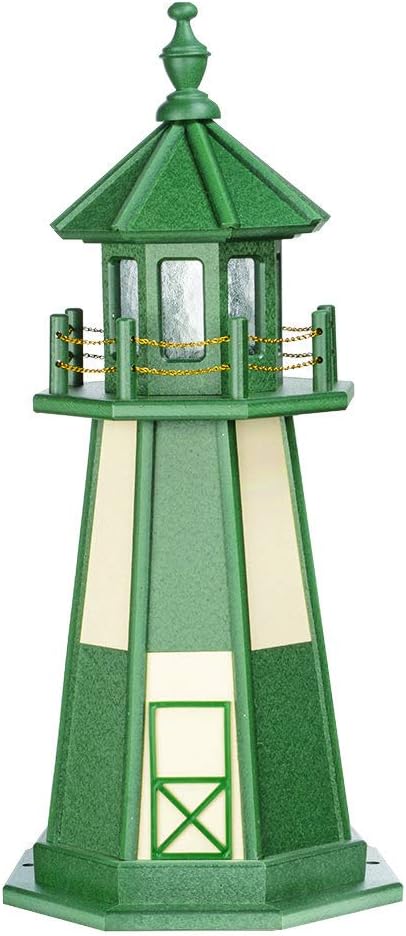 DutchCrafters Decorative Lighthouse - Poly, Cape Henry Style (Green/Ivory, 3)
