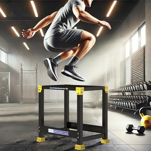 GanFindX Caixa Plyo de aço 45,7 cm com superfície de 17 x 33 cm caixa de salto pliométrica de metal