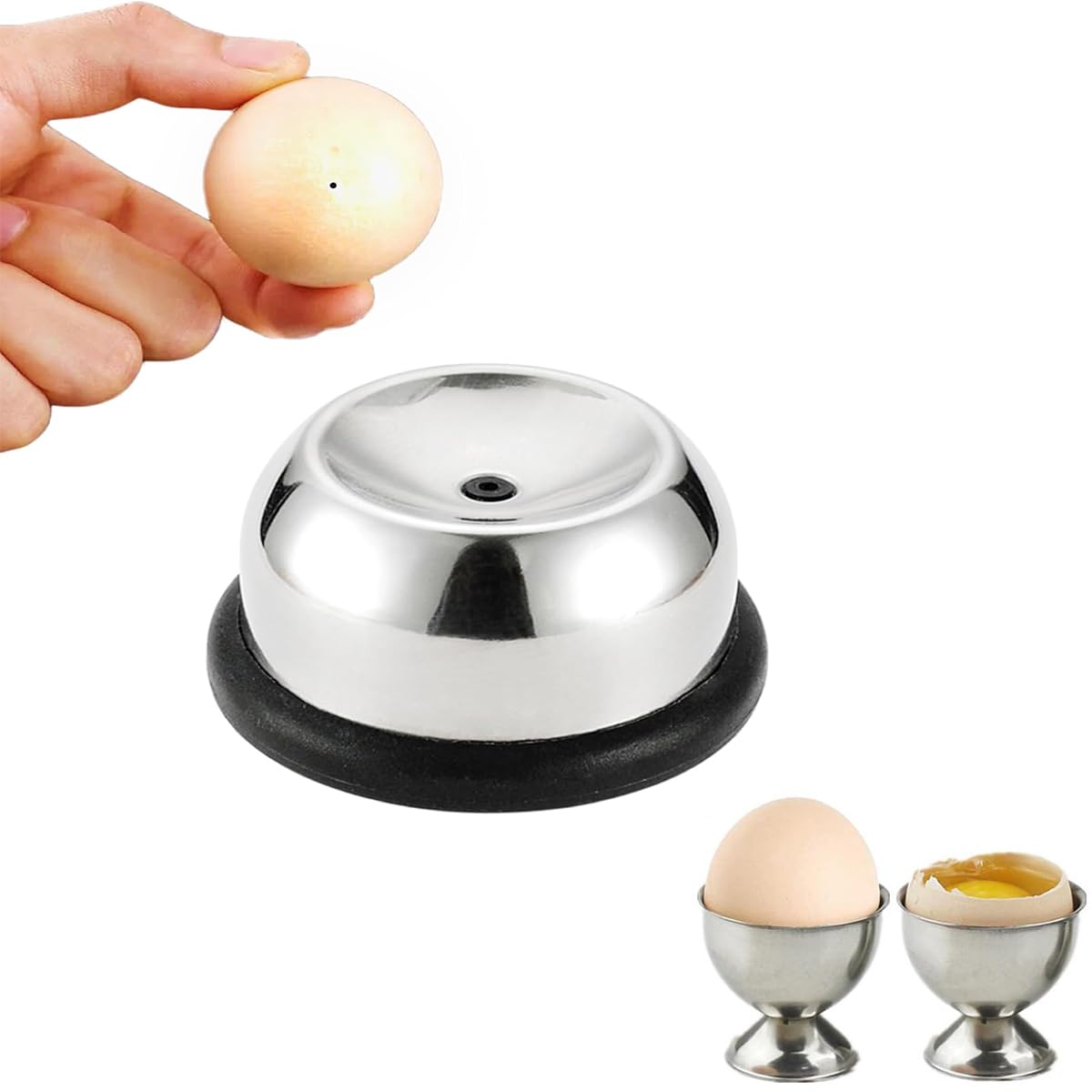 ALMEKAQUZ Egg Piercer for Raw Eggs with 2 Pcs Egg Cup Holders, Stainless Steel Needle Egg Punch, Hard Boiled Egg Peeler, Anti-rust Easy Egg Peeler Kitchen Tools