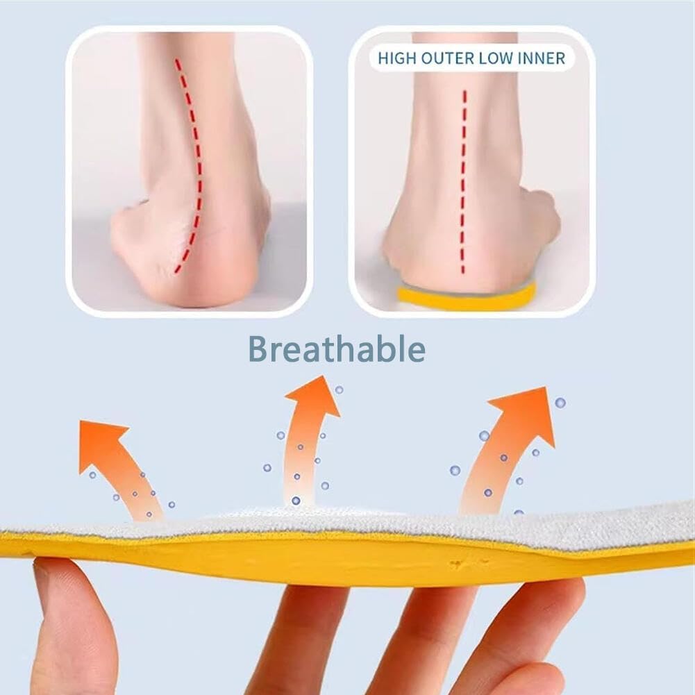 Goodern O Leg XO Leg Corrector Correction Insole,Breathable Orthotic PU Shoe Inserts for Men and Women,Supination Insoles for Over Supination High Arch Support Foot Alignment Relief Foot Fatigue-S