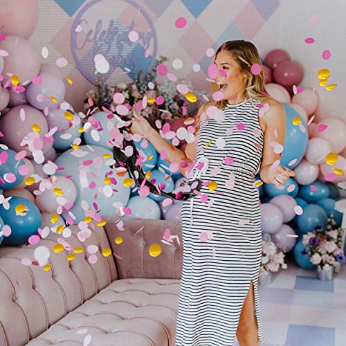 Image of VCOSTORE 1 Inch Tissue Paper Confetti Circles,1.76oz Round Paper Table Confetti Circle Dots, Suitable for Birthday Wedding Party Decoration and Baby Shower decorations,Pink and Gold,5000 Pieces