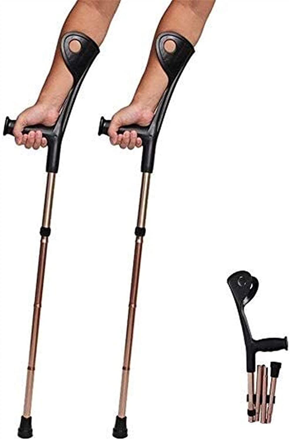 Muletas de antebrazo Bastones ajustables Muleta de codo plegable aleación de aluminio cuatro pliegues codo antebrazo muleta codo muletas plegables asistencia de aluminio altura ultraligera ajustable