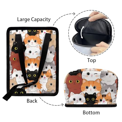 Image of Talayituse Cartoon Cat Print Car Trash Can Portable Auto Garbage Bin Multifunctional Vehicle Interior Accessories with Adjustable Straps Universal Fit Truck SUV Sedan