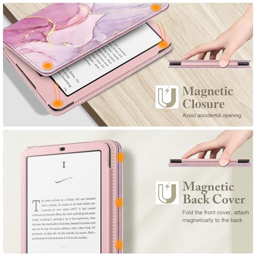 Image of Fintie Case for 7 inch /6.8 inch Kindle Paperwhite(12th /11th Generation-2024 /2021) and Kindle Colorsoft Signature Edition -Slim Foldable Stand Cover Auto Wake /Sleep for Paperwhite 2024,Glittering Marble