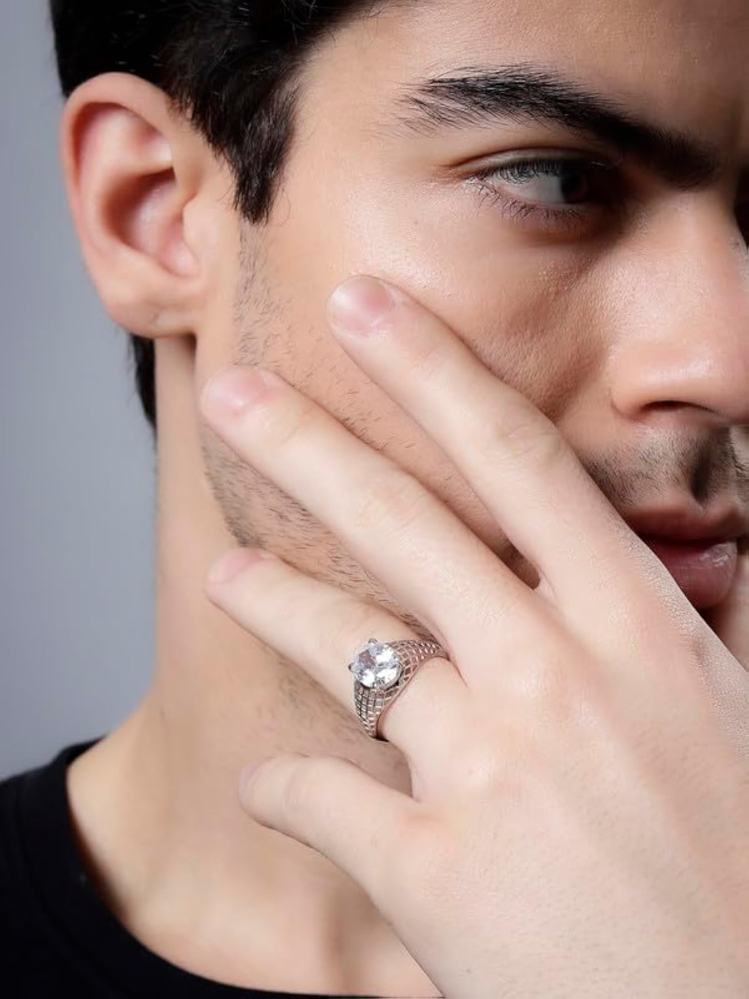 925 Pure Silver Adjustable Rings for Couple, Rhodium Plated