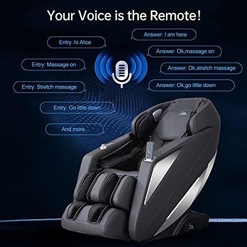 Massamax 2023 Massage Chair, Full Body Zero Gravity Sl Track Recliner With Yoga Stretch, Voice Control, Heating, Airbags, Foot Massage (321-Black) #TOP1