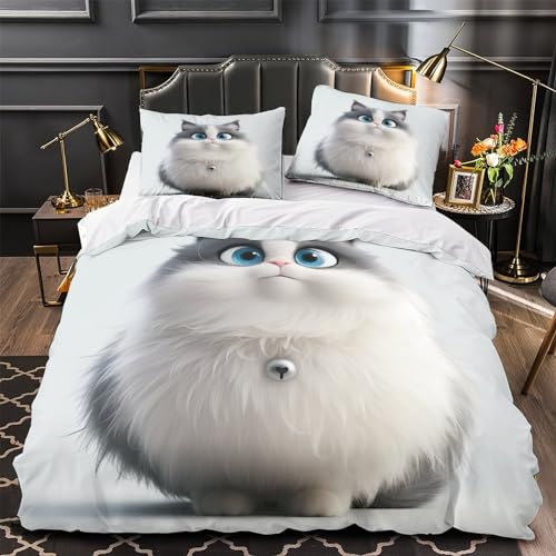 Parure de lit chat anti-plis en microfibre douce pour lit super king size - 2