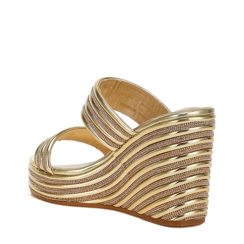 Image of London Rag Metallic Faux Leather Wedge Sandals
