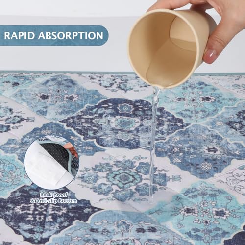 Image of IEUUMLER Washable Pee Pads for Dogs, 1 Pack Reusable Pee Pads for Dogs Non-Slip Grip, Super Absorbent Waterproof Puppy Pads for Potty Training, Playpen, Crate, Whelping Box EU011 (Blue,63 inch x 63 inch)