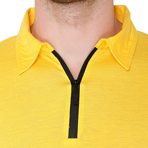 Image of Men's Cotton Blend Full Sleeve Zip Neck Polo T-Shirt (Pack of 1)