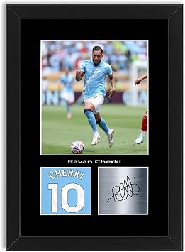 LJW Prints Rayan Cherki Football Player 2025-2026 Print Signed Autograph Photo Poster for City Fans and Supporters Framed