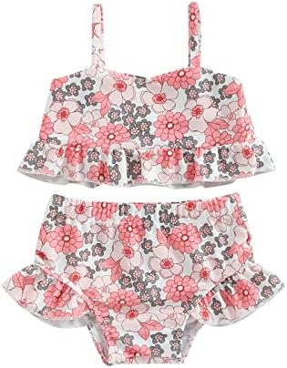 Toddler Girl Swimsuits Infant Baby Girl Bathing Suit Bikini Sets Swimwear 3 Piece Summer Beach Outfit Top Shorts Hat