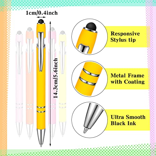 38 Pieces Rubberized Ballpoint Pen With Stylus Tip Stylish Metal Pen Capactive Styli Pen With Soft Rubberized Grip, Black Ink Pen For Most Touch Screen Devices (Assorted Colors) #TOP3