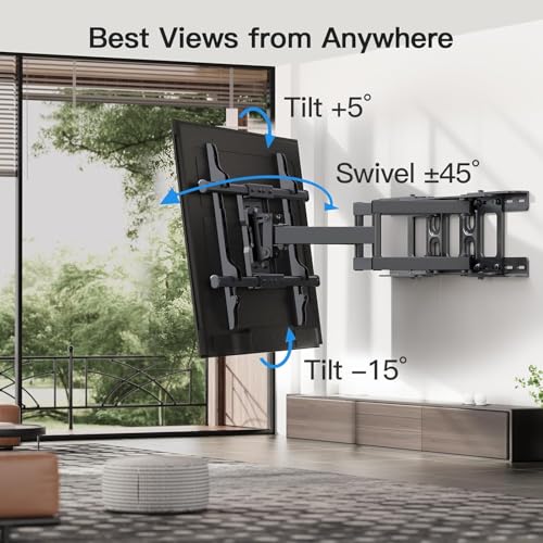 Full Motion TV Wall Mount Articulating Arms Swivel Tilt Rotation for Most 37-84 Inch OLED, LCD, LED Flat Curved TVs, Extension to 24 inch Wood Stud up to 132lbs Max VESA 600x400mm by Pipishell - Image 6