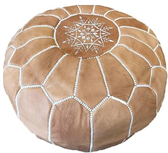 ノーブランド品アラビアンな雰囲気を出している本革オットマンプフナチュラルキャメルNaturalcamel, ma0305002003