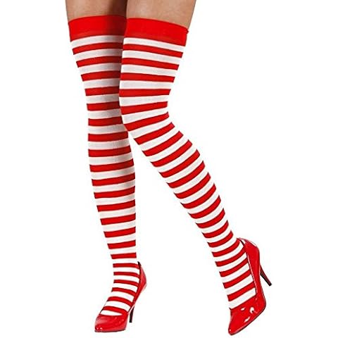 Shropshire Supplies Ladies Over The Knee Thigh Length Socks Long Socks Stripey Striped Socks (Red and White) Cover