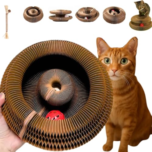 Twistou - nouveauté, Twistou griffoir Chat, Griffoir pour Chat Carton avec Cloche, Carton ondulé résistant, Anti-Stress, Design réversible, Résistant aux Rayures (1PC)