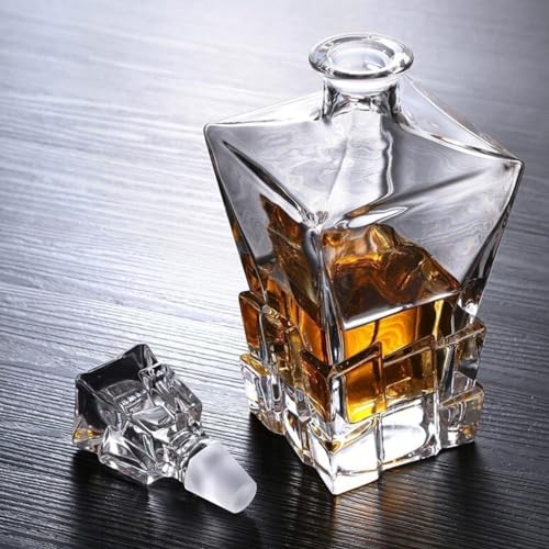 Garrafa Decanter Vidro Whisky Licor 800ml +6 Copos Superluxo