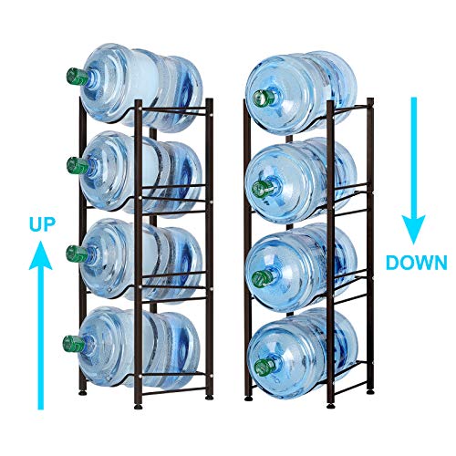 4-Tier Water Bottle Holder Rack, 5 Gallon Water Cooler Jug Storage Rack Detachable Heavy Duty Stainless Steel Water Jug Holder Water Dispenser Accessory for Office Kitchen Lobby Foyer, Bronze