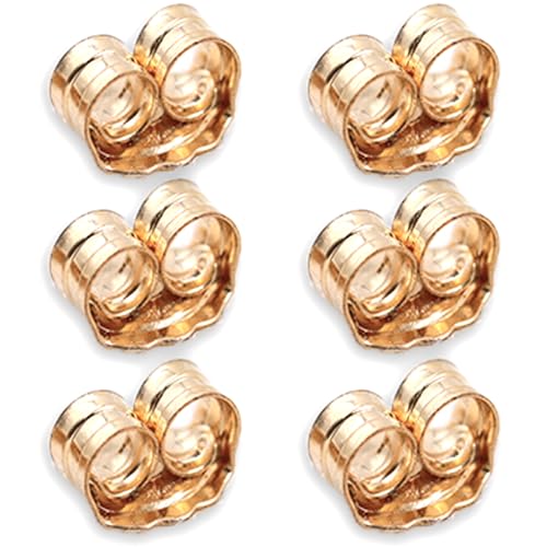 COOLJOY 14K Gold Earring Backs Ear Locking 6 Piece for Stud Ear Rings 3 Pairs