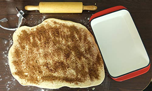 2.9 Qt Enameled Cast Iron Rectangular Roaster, Casserole Dish, Lasagna Pan, Deep Roasting Pan, for Cooking and Baking - Red