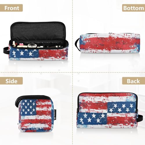 Bolsa de viaje para herramientas de cabello con alfombrilla removedora resistente al calor y soporte para planchas, rizadores, secador y cepillos con diseño de bandera americana miniatura 5