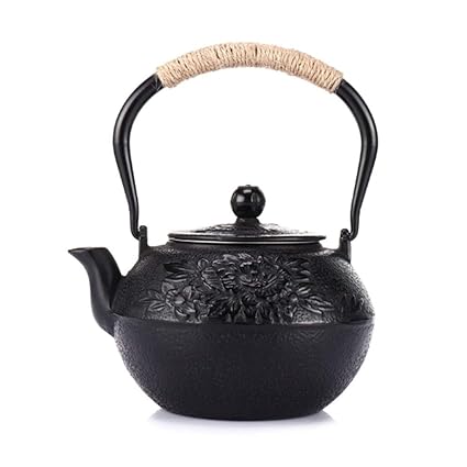 Kays Teapot Teapot Heat Resistant Tea Boiler, Vintage Cast Iron Infuser Tea with Stainless Steel Filter, for Ministry of Interior Office Tea House