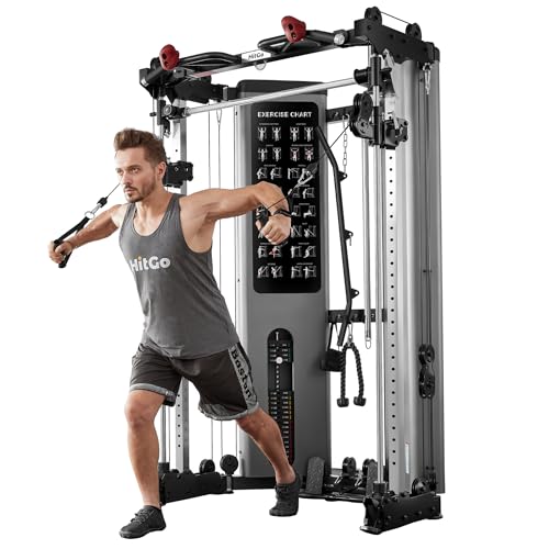 Commercial Grade Foldable Smith Machine with 400lbs Counterweight, Pulley System & Multi-Functional Accessories, Home Gym Smith Machine for Strength Training