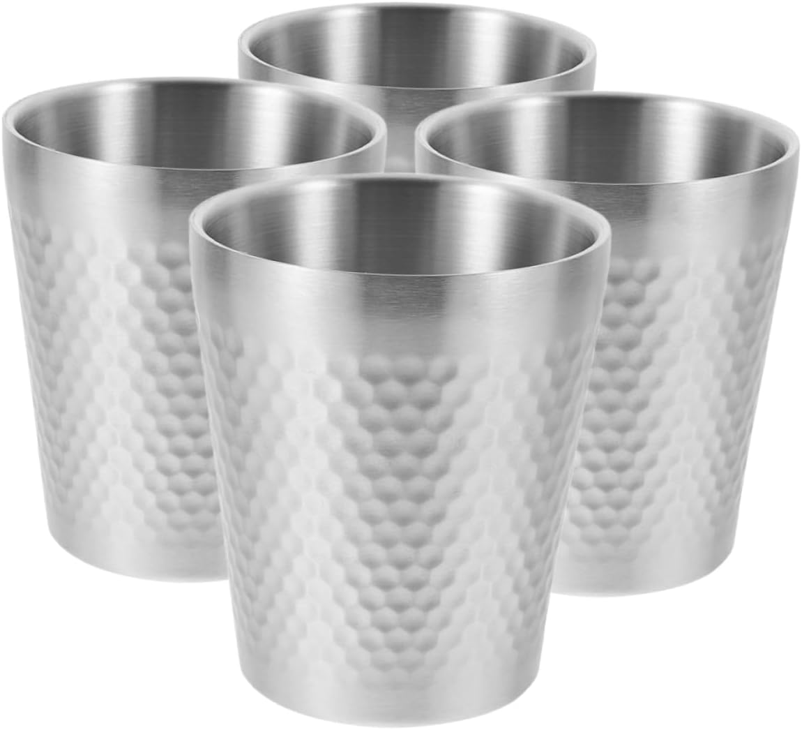 4pcs Stainless Steel Campfire Cups Shatterproof Metal Mugs Portable Water and Beer Drinking Cups for Outdoor Camping Gatherings