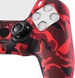 YoRHa 10 x osłona z gumy silikonowej z wypustkami do kontrolera PS5 Dualsense (czerwony) z profesjonalnymi uchwytami na kciuk x 10