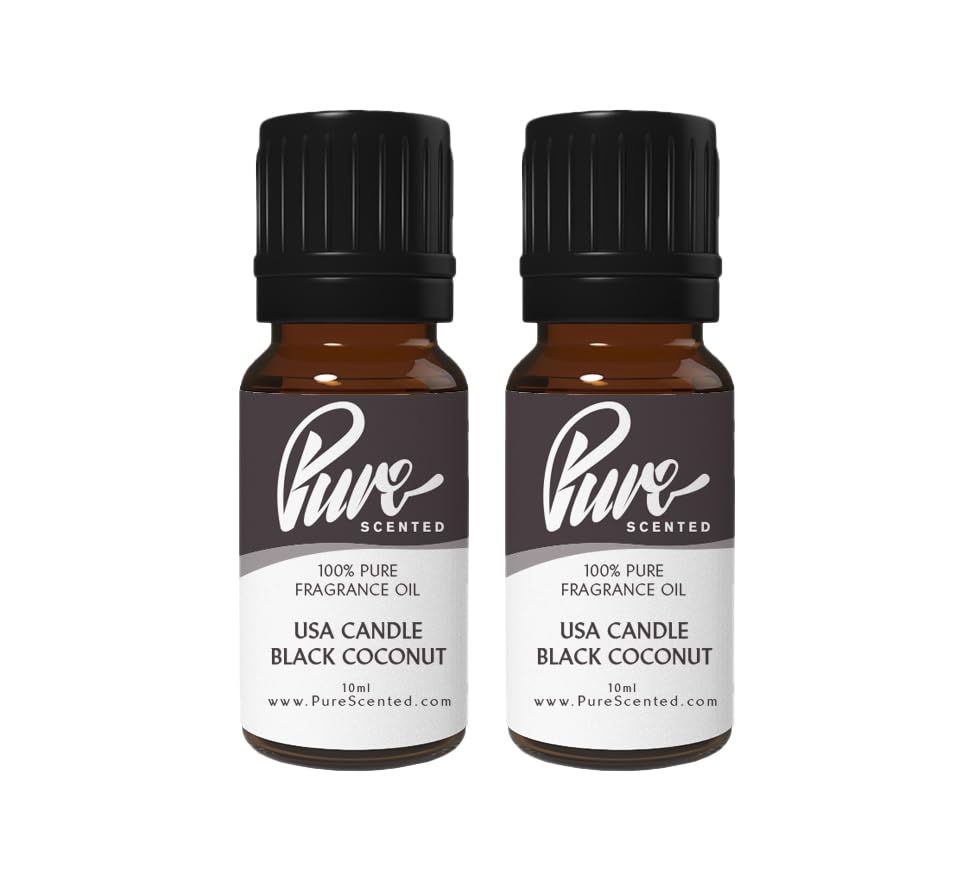 Pure Scented 20ml Fragrance Oils - 2 x 10ml Suitable for Candles, Soaps, Slime, Diffusers, Cosmetics, Wax Melts, Designer (2 x 10ml, USA Candle Black Coconut) โ image 1