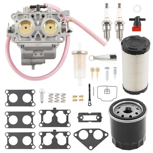 Carburetor Compatible with Kawasaki Mule 3000 3010 3020 2001–2008, Replaces OEM 15003-2766, Fits KAF620 Trans 4x4 Models, with Fuel Pump Spark Plugs
