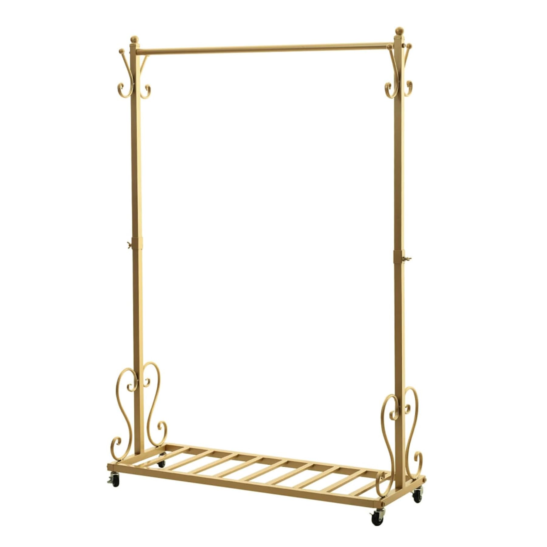 Kleiderständer aus Metall mit Rädern, freistehender Garderobenständer, Wäscheständer für den Innenbereich, multifunktionaler Kleiderbügel für Schlafzimmer, Eingang, Gold (Gold/120×180CM)