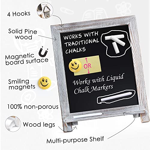 Magnetic Chalkboard Sign, 15”X12” Rustic Chalk Board Easel For Menu Kitchen Wedding Home Décor, Standing Wood Framed Blackboard With Chalk Marker And Magnets, Tabletop Or Wall Hanging Display #TOP1