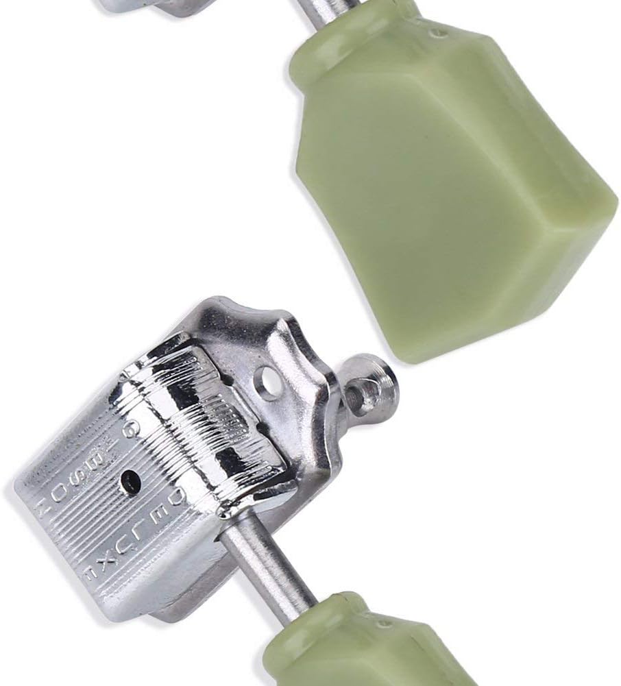 3 Pair Tuning Key Pegs, 3R 3L Machine Heads Silver String Tuners Deluxe Tuner Treble Side for Folk/Electric Guitar image 5