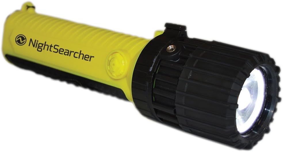 NightSearcher ATEX Zoomable LED Flashlight, Hazardous Area Battery-Powered 4 x AA Torch, Spot-to-Flood Beam, 160 Lumen