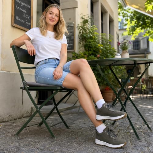 kufeiti Women's Platform Fashion Sneakers PU Leather Lace Up Casual Shoes Comfortable Womens Walking Shoes(Light Grey US 6) by kufeiti - Used condition - Image 2