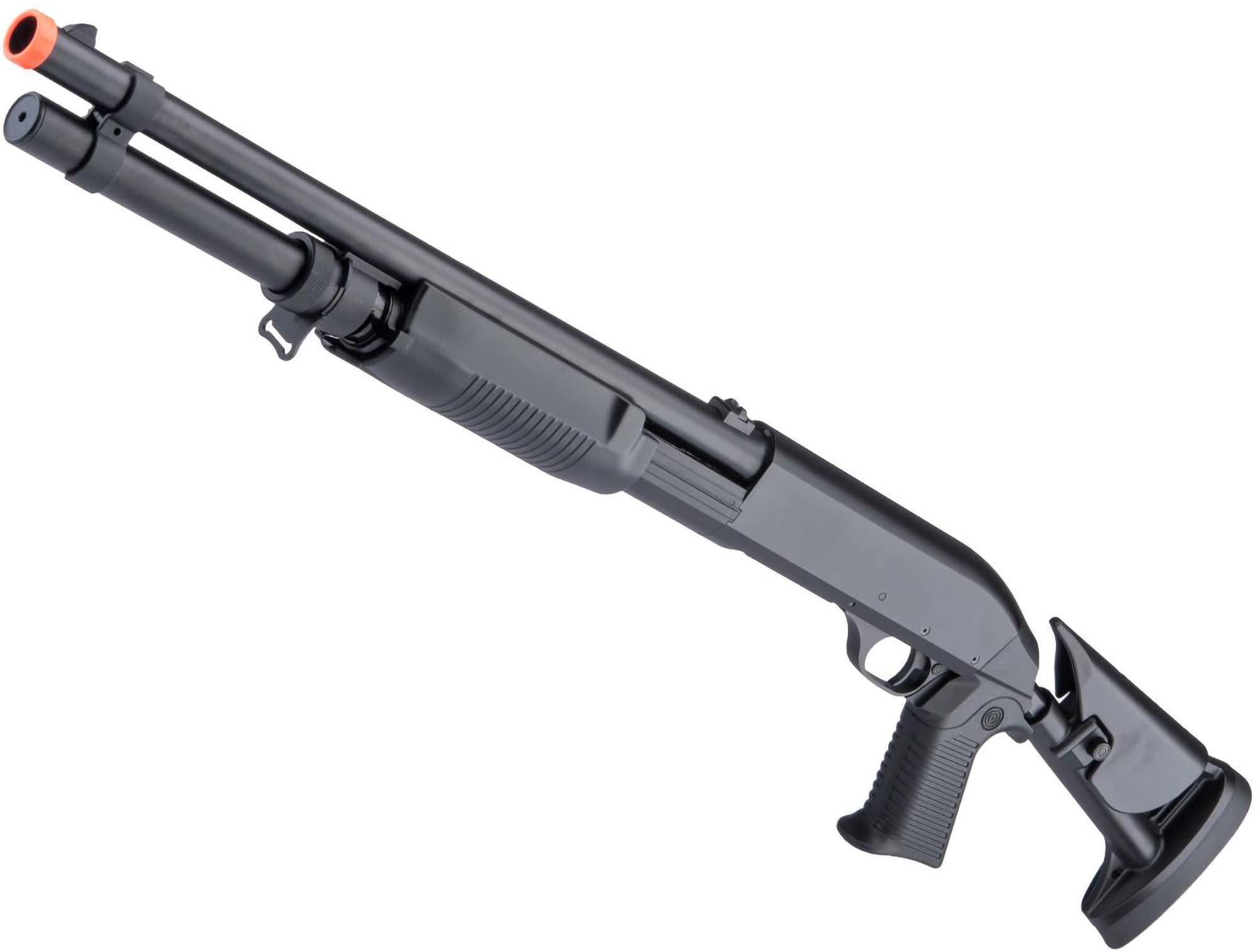 Evike Airsoft - CYMA Standard Metal M3 3-Round Burst Multi-Airsoft Shotshell Loading Airsoft Shotgun (Model: Retractable Stock)