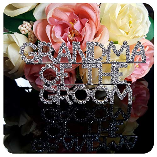 N/D Crystal Word Brooch Pin Hand-Made Bridal Jewelry Rhinestone Brooch Grandma of The Groom Word Pin for Wedding Party2