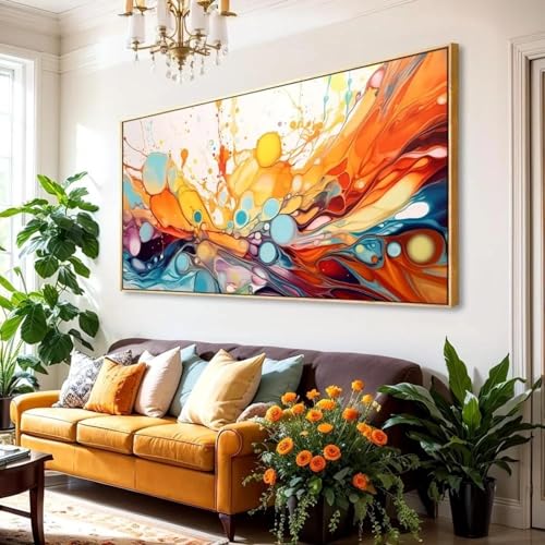 Art mural moderne JACBON : toile abstraite 85x45cm colorée pour salon