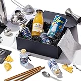 Non-Alcoholic Pina Colada Gift Set with Beginner Bar Equipment - Complete Kit for 4 Premium Cocktails | Includes Ingredients, Recipe & Tutorial Videos | Premium Gift Box | Cocktail Connoisseurs